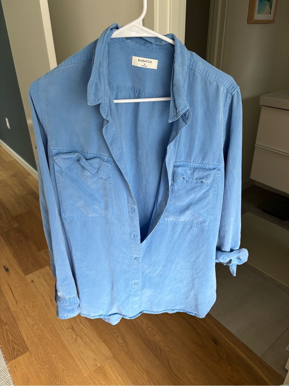 Soft Aritzia Washed Blue Button-Down Shirt